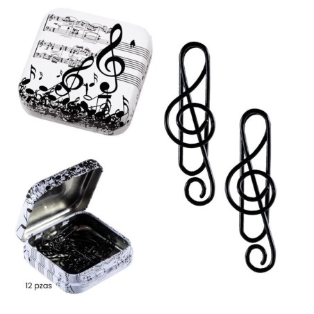 Caja de clips clave de sol negra