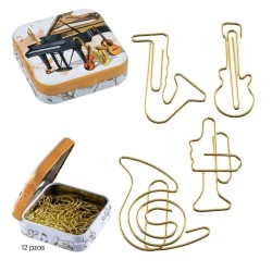 Caixa de clips instruments variats daurats