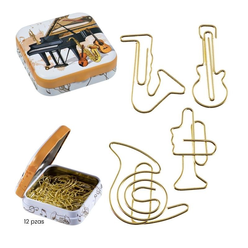 Caixa de clips instruments variats daurats