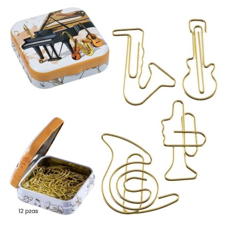 Caixa de clips instruments variats daurats