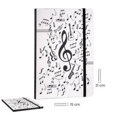 Libreta cuadricula motivos musicales