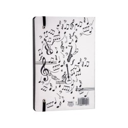 Libreta cuadricula motivos musicales