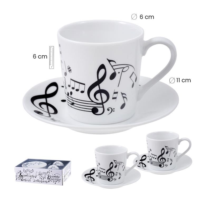 Juego 2 tazas de café con platito