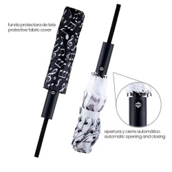 Paraguas plegable blanco con funda negra